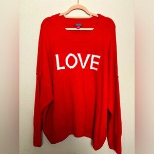Vince Camuto Valentine’s Day Love Red Crewneck Slouch Sweater XXL